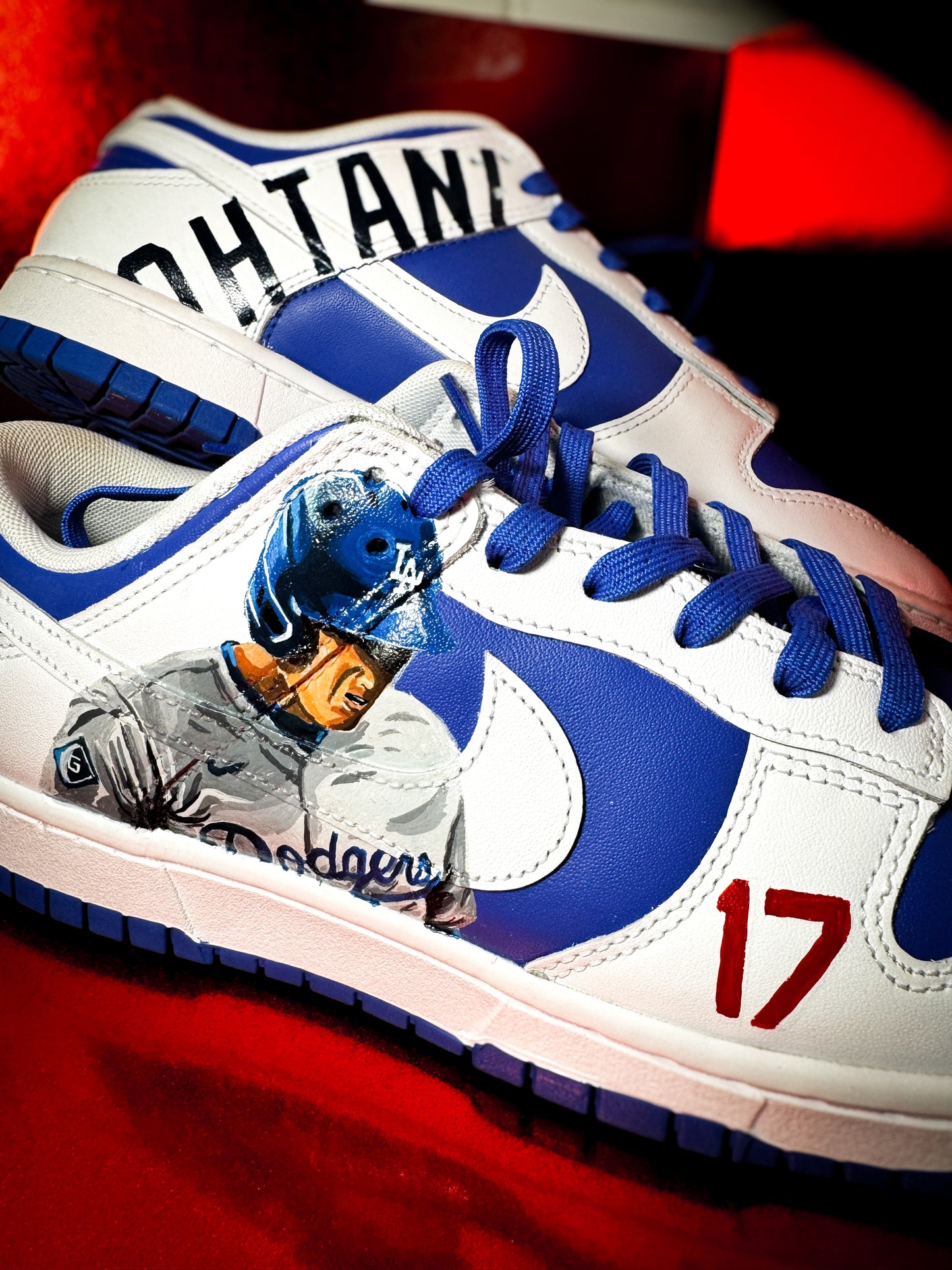 Custom-painted Nike Dunks featuring Shohei Ohtani