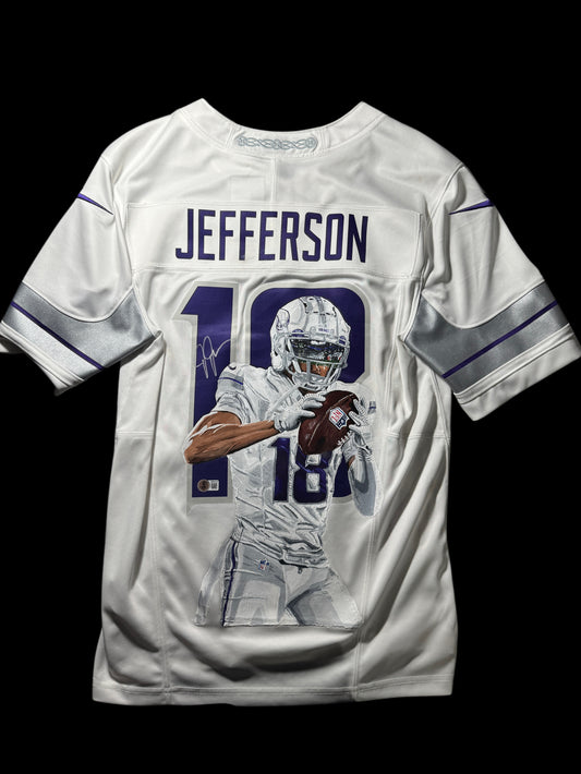 Beckett Authenticated Justin Jefferson Autograph - Hand Painted Jersey